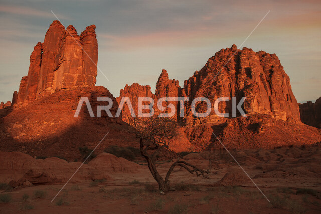 An aesthetic picture of the views of the charming canyons of the Al-Disah mountains and valley in the Tabuk region, the rock formations in the city, the splendor and beauty of the scenic nature in the Kingdom of Saudi Arabia