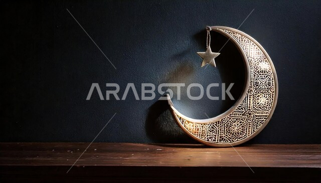 الأعياد الدينية والمناسبات السعيدة، هلال شهر رمضان المبارك، استعداد المسلمين لاستقبال رمضان المبارك, زينة وإضاءة المصابيح, البهجة بقدوم شهر الخير، خلفية سوداء