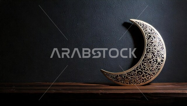 الأعياد الدينية والمناسبات السعيدة، هلال شهر رمضان المبارك، استعداد المسلمين لاستقبال رمضان المبارك, زينة وإضاءة المصابيح, البهجة بقدوم شهر الخير، خلفية سوداء