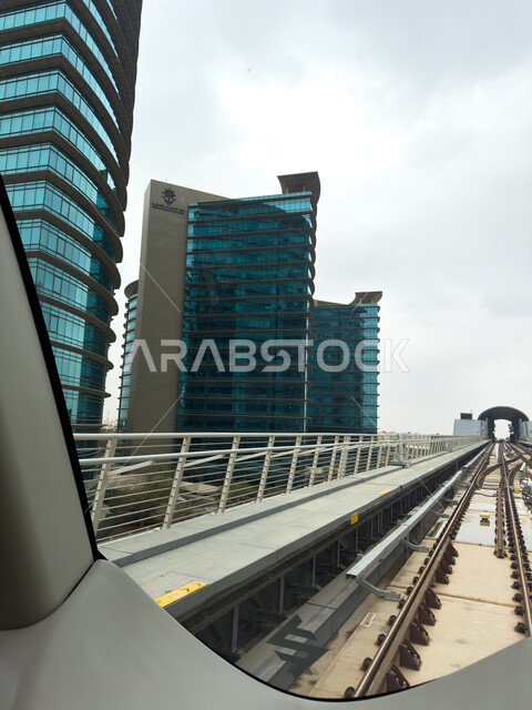 Development, urban progress and improvement of infrastructure, rapid transit railway network, King Abdullah Financial District (KAFD) metro station, modern means of transportation in the Kingdom of Saudi Arabia, famous tourist landmark