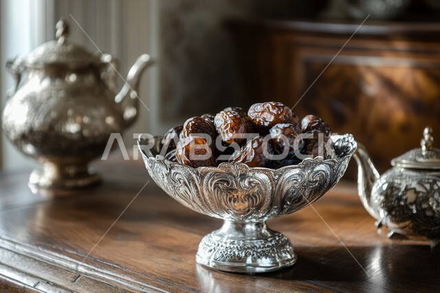 محصول ومنتج محلي وطني سعودي، رطب من نخيل المملكة العربية السعودية، ضيافة رمضانية لذيذة، صورة مقربة لطبق مليء بالتمر السكري الصحي الطازج, وجبة ذات قيمة غذائية عالية