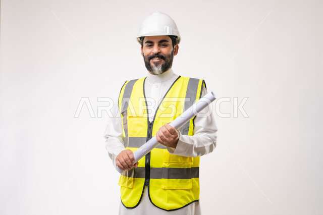 Youth engineering job and profession, portrait of a Saudi Arabian Gulf ...
