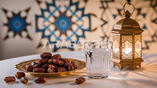  ضيافة شهر الخير، اكسسوارات وزينة الأعياد والمناسبات، طبق مليء بالتمر، أجواء الشهر الفضيل، فوانيس و تحف اسلامية تقليدية للاحتفال بقدوم المناسبات الدينية, منتج محلي وطني، افطار الصائم في رمضان