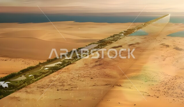 مشروع نيوم على ساحل البحر الأحمر في شمال غرب المملكة العربية السعودية، الابتكارات المستقبلية في البنية التحتية للمدن الذكية، معرض نيوم لنماذج تصاميم مدينة المستقبل "ذا لاين"، رؤية سعودية مستقبلية 2030، الاستدامة والتخطيط المعماري لقطاع العقارات
