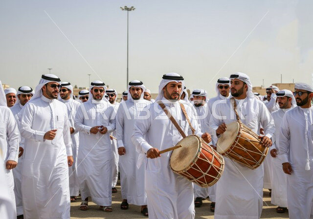  عرض الفلكلور التراثي في المملكة العربية السعودية، مفهوم حب الوطن والانتماء إليه، فرقة للاحتفال بالعيد الوطني بالرقص بالسيوف وقرع الطبول، يوم بدينا 22 فبراير، ارتداء الثوب التقليدي والغترة في مناسبة وطنية، ذكرى تأسيس الدوله السعوديه الأولى 1727 م