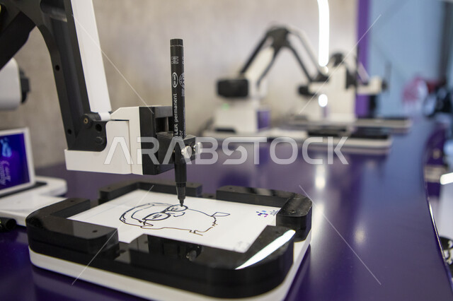  مؤتمر ليب التقني 2025 في مدينة الرياض في المملكة العربية السعودية، صورة مقربة لروبوت رسم الكتروني، التقدم التقني والإبتكارات الحديثه في الخليج العربي, نحو افاق جديده لاستكشاف الانترنت والفضاء، منصه عالميه لتقنيات الذكاء الاصطناعي المستقبلية والروبوتات المتطورة