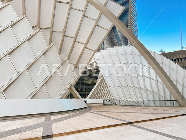 Urban development and growth in Saudi Arabia, the architectural art of the famous buildings and skyscrapers in the Kingdom, the prosperity and achievement of economic and commercial renaissance, King Abdullah Financial District (KAFD) during the day, the towers and financial facilities in the city of Riyadh