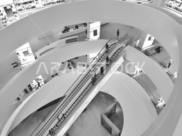 King Abdulaziz World Heritage Center in Dhahran, the interior architecture of the Ithra building, famous tourist attractions, exposure to and openness to the world's different cultures, the cultural and scientific beacon in Saudi Arabia, striving to support the knowledge economy and develop intellectual knowledge