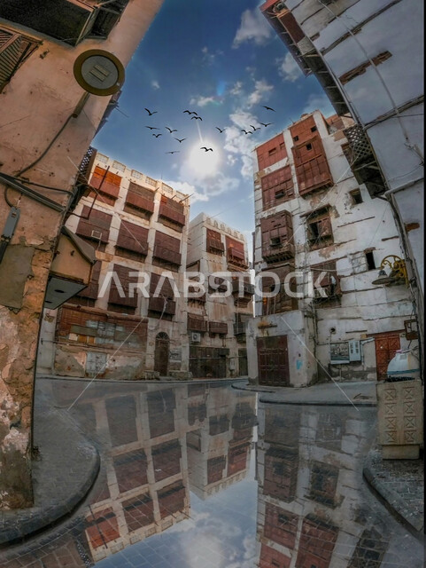 الرواشين القديمه في المدينة التاريخية في جدة بتصميم معماري عربي و إسلامي قديم، البيوت الأثرية في البلد التاريخي في جدة, أماكن سياحية تراثية شعبية في المملكة العربية السعودية، المعالم التاريخية في حي البلد