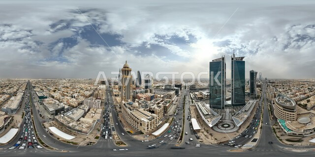 Lifestyle in the capital, urban development and progress, the architectural art of the towers in Riyadh, paved roads and streets, a panoramic image of Tahlia Street in the Kingdom of Saudi Arabia