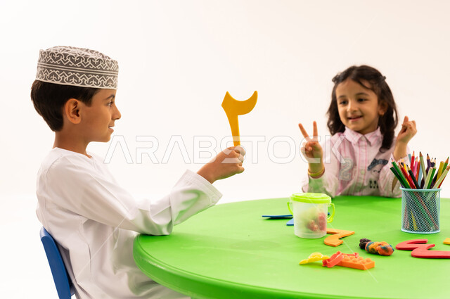 Learning Arabic numbers and figures and their shapes, a portrait of an ...