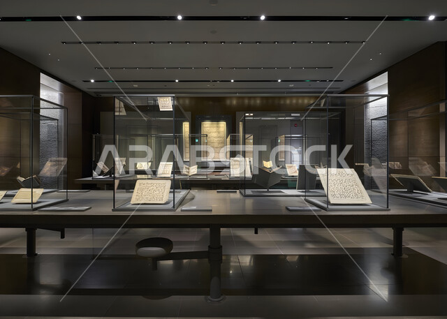 المؤسسات الرائدة في العالم للفن الإسلامي، الفن الهندسي المعماري و الديكور الداخلي للمتحف الإسلامي للفنون في العاصمة القطرية الدوحة, البهو الداخلي للمتحف مع تفاصيل السقف والجدران, أولى مشاريع متاحف قطر