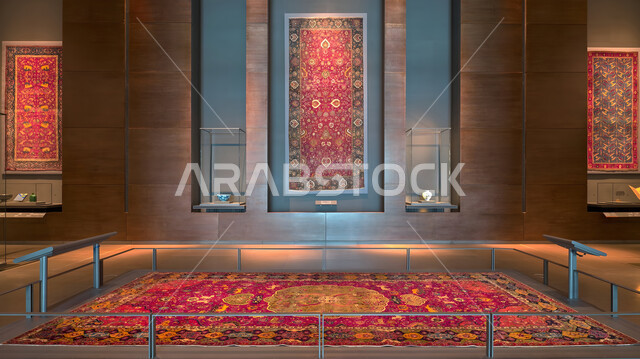 The world's leading institutions of Islamic art, the architecture and interior design of the Museum of Islamic Art in Doha, Qatar. The museum's atrium with details of the ceiling and walls, the first project of Qatar Museums.