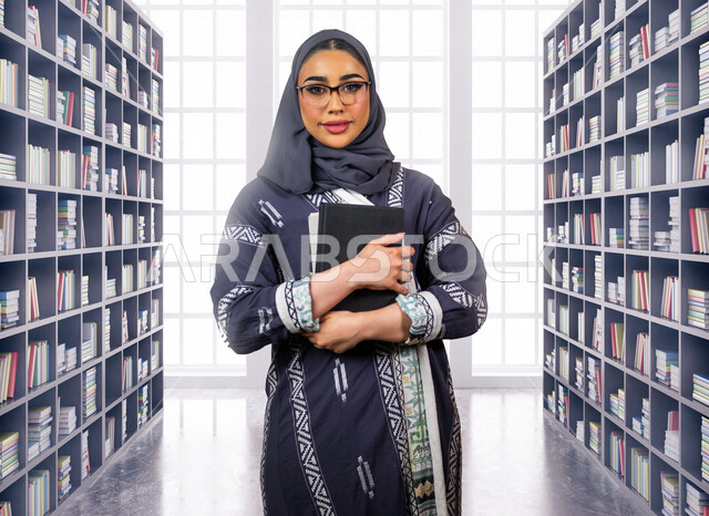 A Saudi Arabian Gulf university student carrying university books, preparing for the new academic year, a diligent student eager to go to university, schools and universities, education in the Kingdom of Saudi Arabia