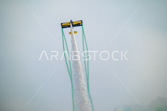 The Air Force parade on Saudi National Day on September 23, showing loyalty and love for the Saudi state, Flag Day activities on March 11, celebrating national holidays and occasions, and performing air shows in the skies of the Kingdom of Saudi Arabia.