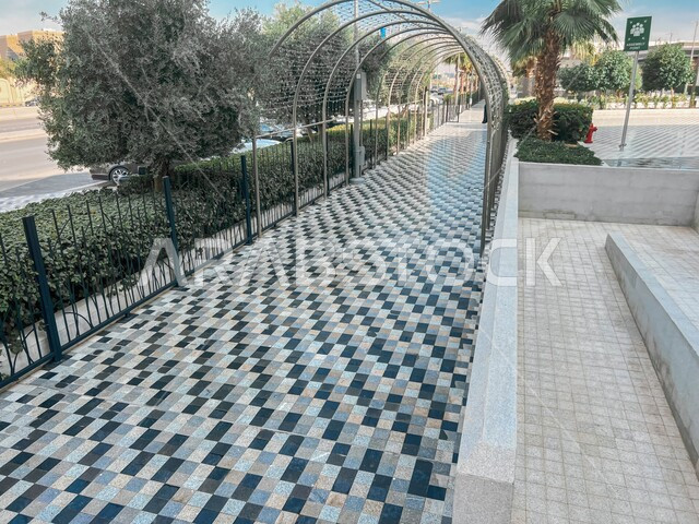 The outdoor area of ​​the U-Walk complex in Riyadh during the day, a tourist and entertainment area in the Kingdom of Saudi Arabia, entertaining family activities and events, entertainment and shopping centers
