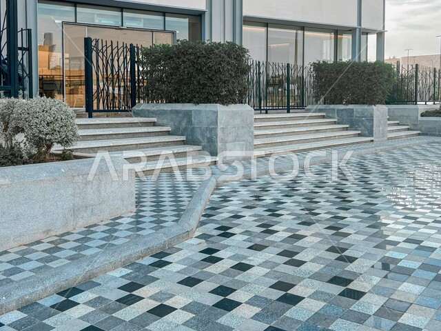 The outdoor area of ​​the U-Walk complex in Riyadh during the day, a tourist and entertainment area in the Kingdom of Saudi Arabia, entertaining family activities and events, entertainment and shopping centers