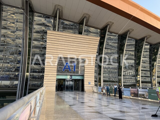 Air travel, decorations and the distinctive architectural art of Jeddah International Airport in the Kingdom of Saudi Arabia, passenger reception lounges, providing high-end services to departing and arriving passengers at King Abdulaziz Airport