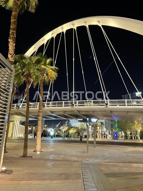 King Abdullah Financial District (KAFD) at night, towers and financial facilities in Riyadh, urban development and growth in Saudi Arabia, the architectural art of the famous buildings and skyscrapers in the Kingdom, the prosperity and achievement of economic and commercial renaissance