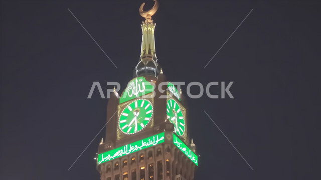 برج الساعه الملكي في المسجد الحرام، معالم دينية إسلامية مقدسة في مكة المكرمة في المملكة العربيه السعودية، الفن الهندسي المعماري للأبراج وناطحات السحاب المطلة على الحرم المكي الشريف