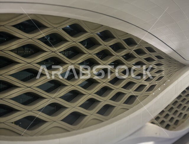 Urban growth and development in the Kingdom of Saudi Arabia, the architectural art in the unique and modern design of the Riyadh Metro Station, the emphasis on public services and transportation, urban development and progress, and the improvement of infrastructure, metro stations, and the high-speed train.