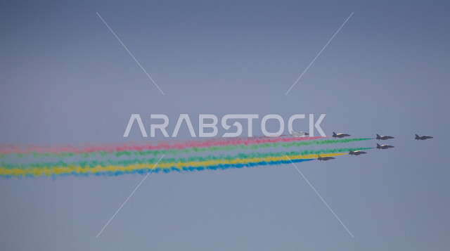  استعراض فريق الطيران باليوم الوطني السعودي في 23 سبتمبر، إظهار الولاء والحب للدولة السعودية، فعاليات يوم العلم 11 مارس، الاحتفال بالاعياد والمناسبات الوطنية ، تقديم عروض جوية في سماء المملكة العربية السعودية