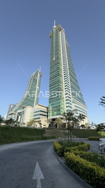 Bahrain Financial Harbour, modern architecture of commercial towers, famous landmarks in Manama
