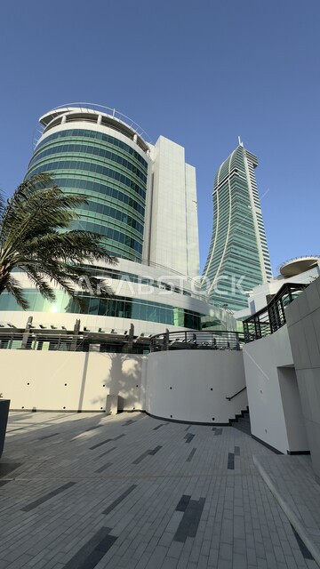 Kempinski Harbour Heights Hotel in Bahrain, modern architecture of commercial towers, famous landmarks in Manama, luxury residential and commercial resorts and skyscrapers