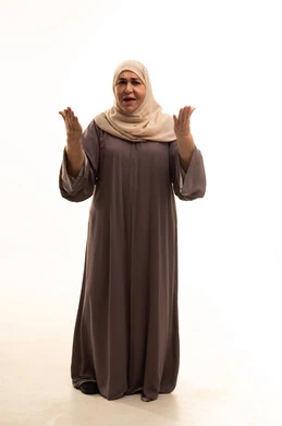 The concept of screaming and anger, a portrait of an elderly Arab Saudi Gulf woman wearing a hijab and an abaya, raising her hands with facial and hand gestures indicating intense agitation, feelings of annoyance and oppression, full-body, white background. The concept of screaming and anger, a portrait of an elderly Arab Saudi Gulf woman wearing a hijab and an abaya, raising her hands with facial and hand gestures indicating intense agitation, feelings of annoyance and oppression, full-body, white background.