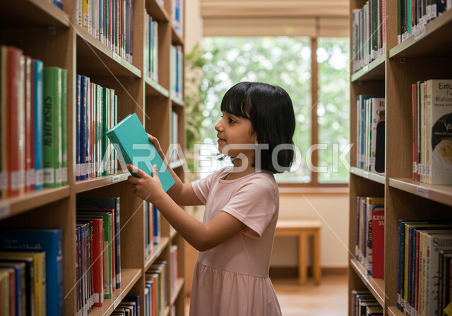  حب الثقافة والاستطلاع، طالبة عربية خليجية سعودية تقوم باختيار كتاب من مكتبة المدرسة، التعليم والدراسة في المملكة العربية السعودية، قضاء وقت الفراغ بالتعلم والتثقف الذاتي, تنمية مهارة القراءة والمطالعة للطلاب