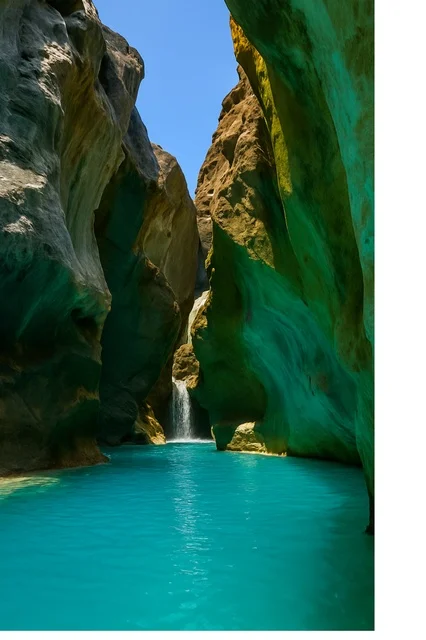 وادي الحوقين في ولاية الرستاق بمحافظة جنوب الباطنة، أماكن سياحية للتنزه وقضاء وقت ممتع، الشلالات المائية الطبيعية في سلطنة عمان، الاستمتاع بالمناظر الطبيعية بين النباتات الخضراء على الصخور والخنادق الصخرية العميقة، استكشاف الكهوف والعيون المائية