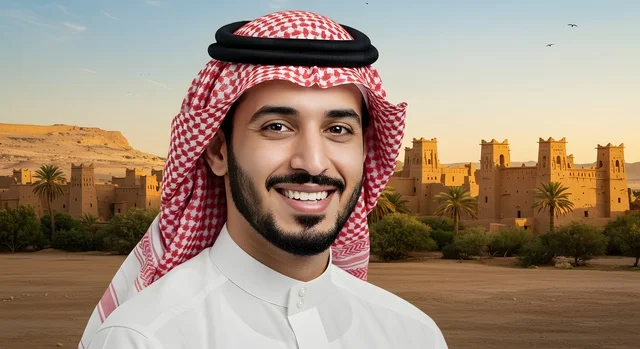 معالم اثرية تاريخية قديمة في النهار، التضاريس في القمم والمرتفعات الجبلية في محافظة العلا، صورة مقربة لرجل عربي خليجي سعودي مبتسم يرتدي الزي التقليدي يستمتع في صحاري المملكة, التكوينات الصخرية في المناطق الصحراوية، اماكن سياحية مشهورة في السعودية