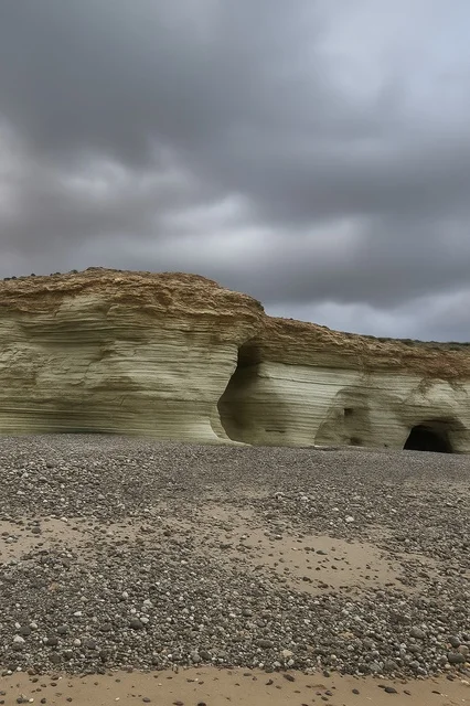 Pebble beach in Muscat, Sultanate of Oman, natural marine, mountainous and rocky formation, famous natural tourist places and landmarks, coastal tourist places in the Sultanate of Oman.