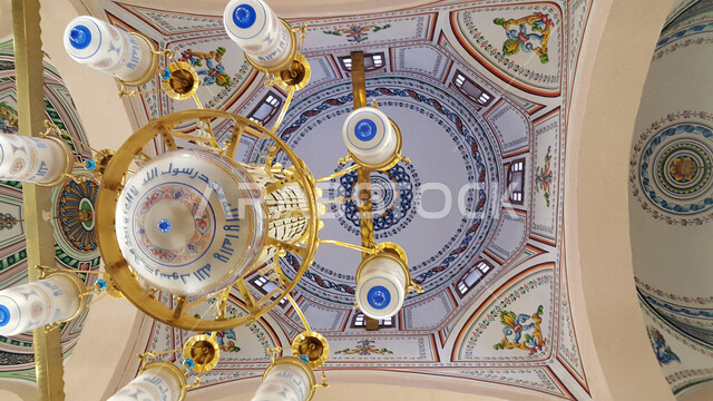 صورة توضيحية لديكورات المسجد النبوي الشريف في المدينة المنورة بالمملكة العربية السعودية ، جمال الديكورات في المسجد النبوي الشريف ، الحرم النبوي الشريف ، مسجد النبي محمد ، المسجد النبوي في المدينة المنورة