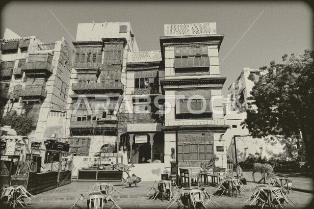 الرواشين القديمه في المدينة التاريخية في جدة، تصميم معماري عربي و إسلامي قديم، البيوت الأثرية في البلد التاريخي في جدة, أماكن سياحية تراثية شعبية في المملكة العربية السعودية، المعالم التاريخية في حي البلد