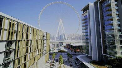 Bluewaters Residences Meraas Hotel in Dubai, the architectural art of resort design in the United Arab Emirates, luxury hotels and tourist resorts in the city of Dubai on the coast of the Arabian Gulf, famous tourist places and attractions