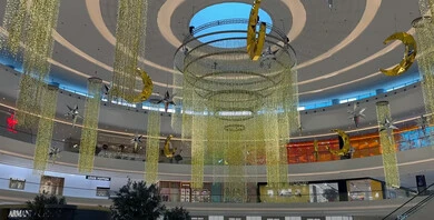 Dubai Mall in the Emirate of Dubai, tourism in the United Arab Emirates, shopping malls and luxury stores, places for family entertainment activities, architectural art, designs and interior decorations of malls