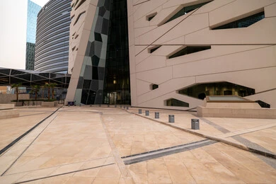 Leading banking companies, the ideal destination for finance and business in the Kingdom of Saudi Arabia, modern architectural style of commercial buildings, King Abdullah Financial District (KAFD) towers in Riyadh during the day, achieving economic renaissance