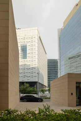 King Abdullah Financial District (KAFD) Towers in Riyadh during the day, achieving economic renaissance, leading companies in banking services, the ideal destination for finance and business in the Kingdom of Saudi Arabia, modern architectural art for commercial buildings