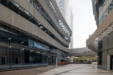 Leading banking companies, the ideal destination for finance and business in the Kingdom of Saudi Arabia, modern architectural style of commercial buildings, King Abdullah Financial District (KAFD) towers in Riyadh during the day, achieving economic renaissance