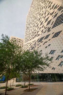King Abdullah Financial District (KAFD) Towers in Riyadh during the day, achieving economic renaissance, leading companies in banking services, the ideal destination for finance and business in the Kingdom of Saudi Arabia, modern architectural art for commercial buildings