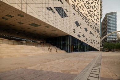 Leading banking companies, the ideal destination for finance and business in the Kingdom of Saudi Arabia, modern architectural style of commercial buildings, King Abdullah Financial District (KAFD) towers in Riyadh during the day, achieving economic renaissance