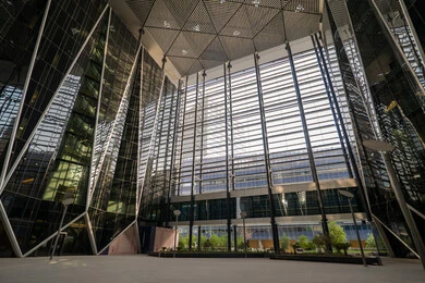 King Abdullah Financial District (KAFD) Towers in Riyadh during the day, achieving economic renaissance, leading companies in banking services, the ideal destination for finance and business in the Kingdom of Saudi Arabia, modern architectural art for commercial buildings