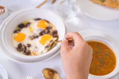 Enjoy a healthy breakfast, delicious meals, a table of the most delicious foods in a high-end restaurant, delicious healthy dishes, restaurants serving Arabic and Western cuisine in the United Arab Emirates, foods with high nutritional value