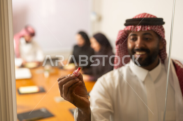 Recording information in writing during meetings, acceptance and approval between companies, developing work and solving problems, integrating modern technology with work, studying and analyzing new projects, exchanging experiences and ideas, workshops and training, holding a meeting for a team of Saudi Gulf Arab workers within the company premises.