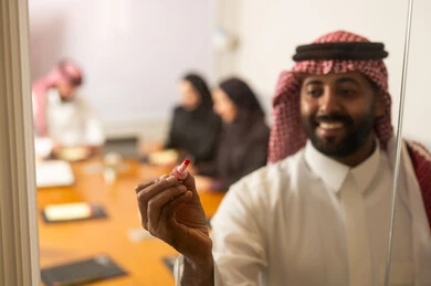 Recording information in writing during meetings, acceptance and approval between companies, developing work and solving problems, integrating modern technology with work, studying and analyzing new projects, exchanging experiences and ideas, workshops and training, holding a meeting for a team of Saudi Gulf Arab workers within the company premises.
