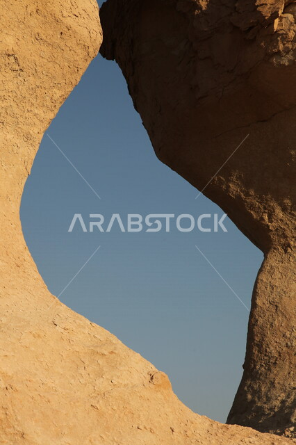 Natural rock formations in the desert of the Kingdom of Saudi Arabia, archaeological tourist attractions in Saudi Arabia