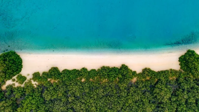 اماكن سياحيه فى السعوديه، شواطئ جزيرة فرسان في جازان جنوب غرب الممكلة العربية السعودية، أمواج البحر الهادئة على شاطئ البحر الأحمر في وقت النهار