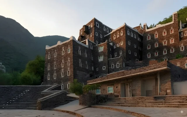 The heritage village of Rijal Almaa in the Asir region, ancient archaeological buildings, old historical houses, the historical archaeological governorate of Rijal Almaa, tourist attractions in the Kingdom of Saudi Arabia.