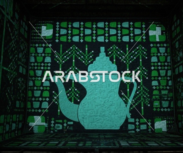 المناسبات والأعياد الوطنية، نقوش و تطريز تراثي، الاحتفال باليوم الوطني السعودي 23 سبتمبر، يوم العلم 11 مارس، شعار اليوم الوطني لاحياء الذكرى 95 للسعودية، اشكال عربية خليجية مزخرفة, التراث الشعبي لزخرفة السدو بأشكال هندسية